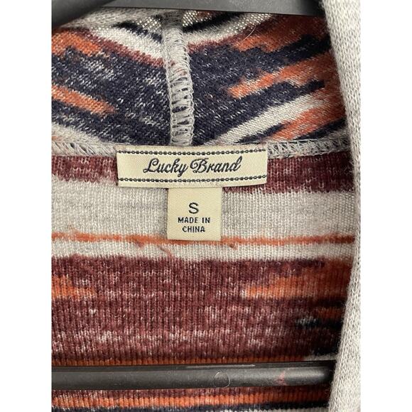 Lucky Brand Cardigan Sweater Womens Small Aztec Southwestern Boho Open Front - Picture 2 of 6